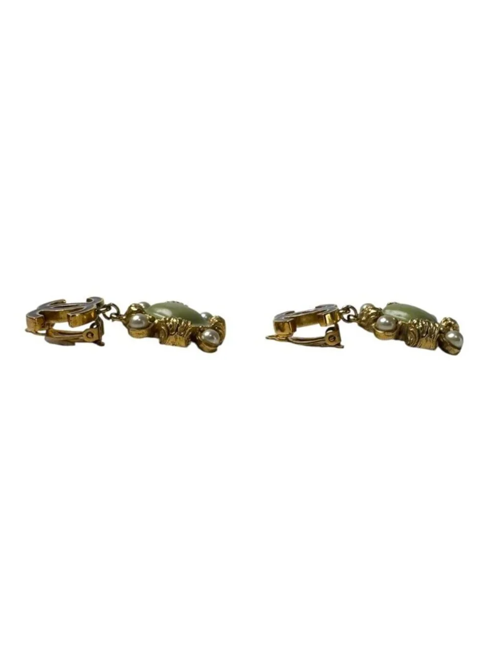 Chanel CC Logo Drop Faux Pearl Earrings